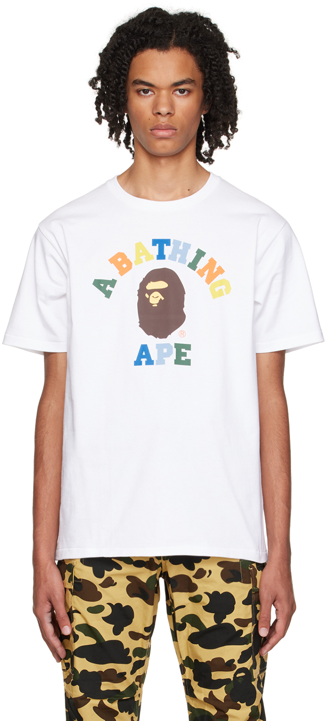 White Colors College T-Shirt by BAPE on Sale