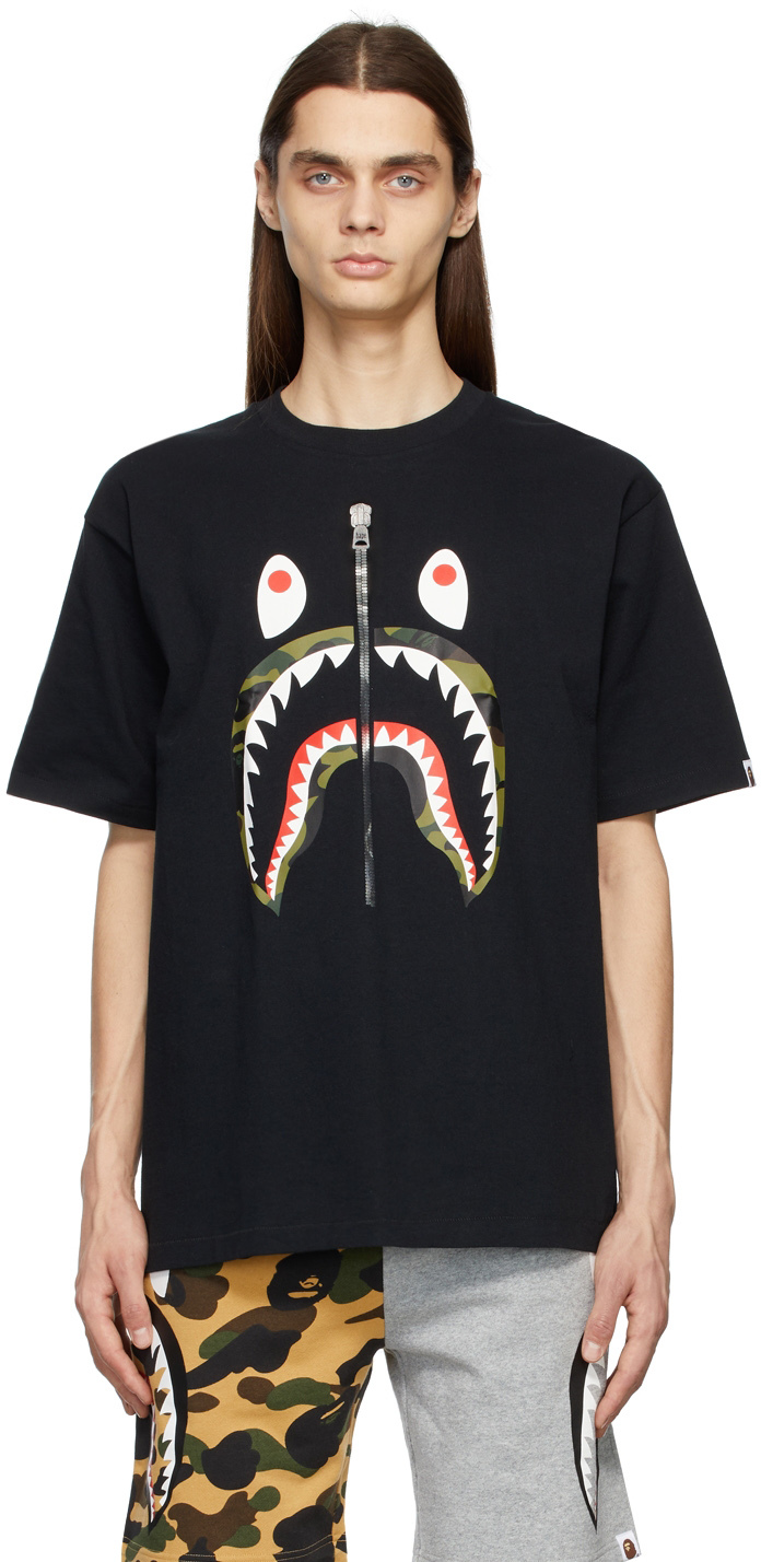 Black Camo Shark T-Shirt by BAPE on Sale