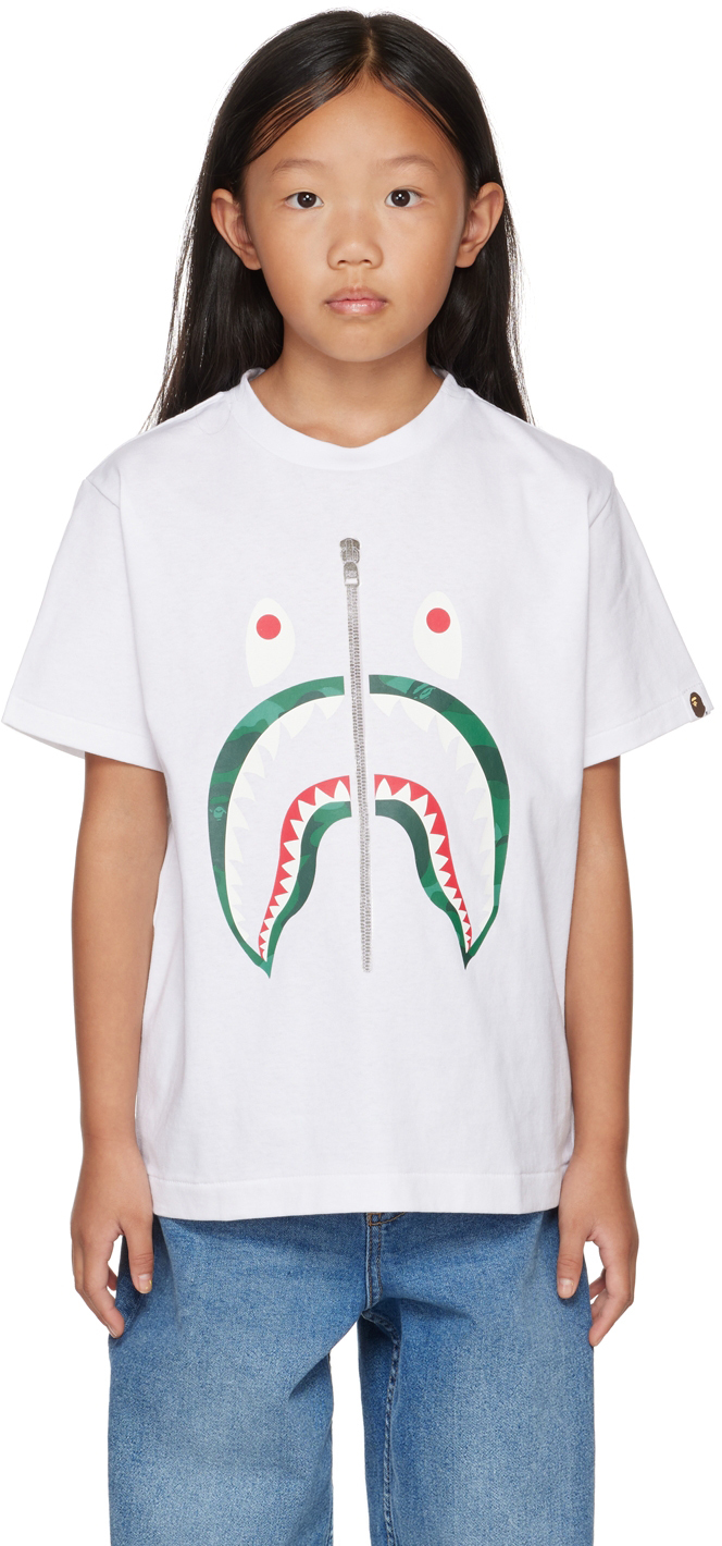 Ssense Abbigliamento Top e t-shirt T-shirt T-shirt a maniche corte Kids White Camo Shark T-Shirt 