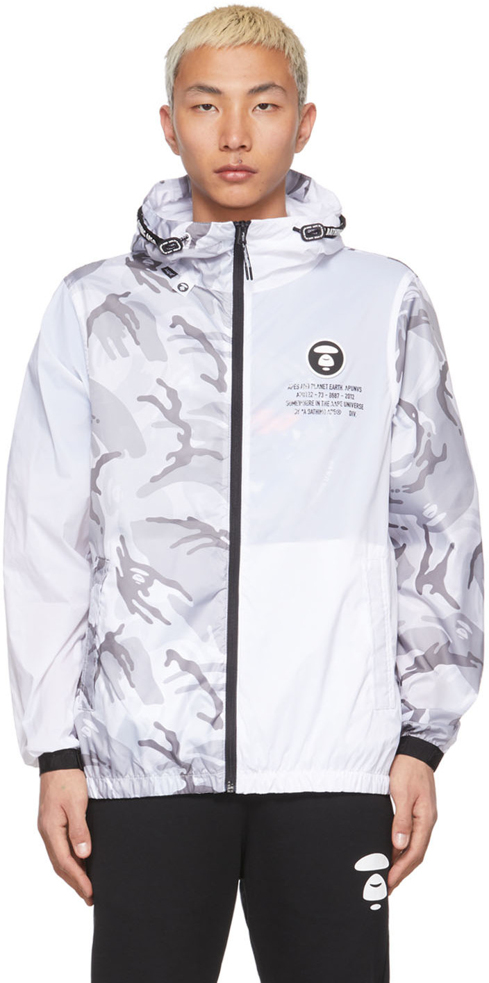 AAPE by A Bathing Ape White Grey Camo Light Weight Jacket