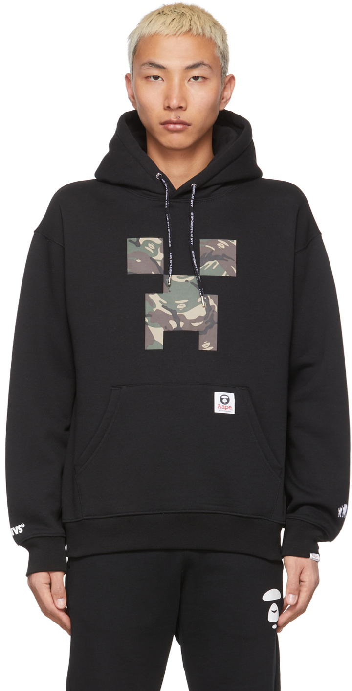 AAPE by A Bathing Ape Black Minecraft Edition Loose Fit Hoodie