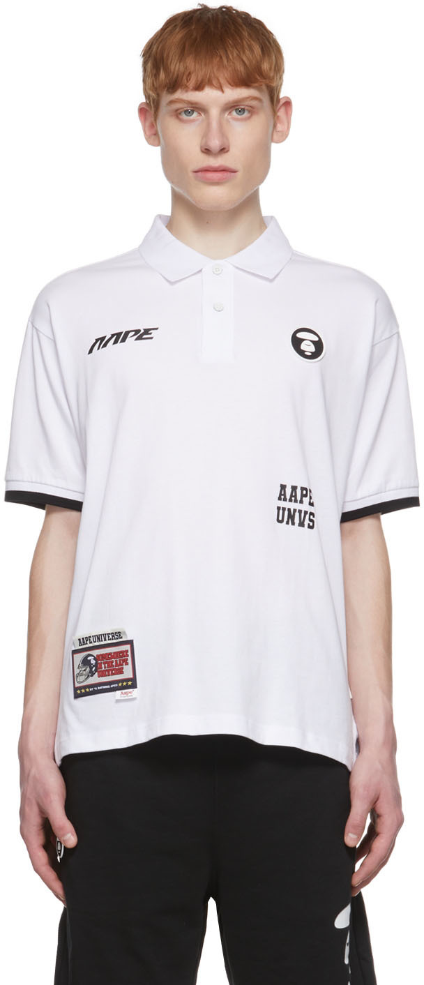 AAPE by A Bathing Ape White Cotton Polo