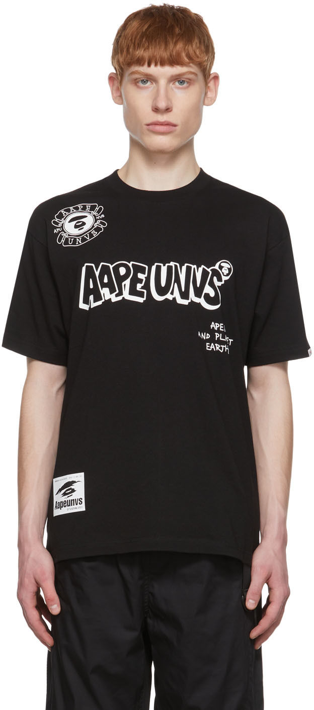 AAPE by A Bathing Ape Black Cotton T-Shirt