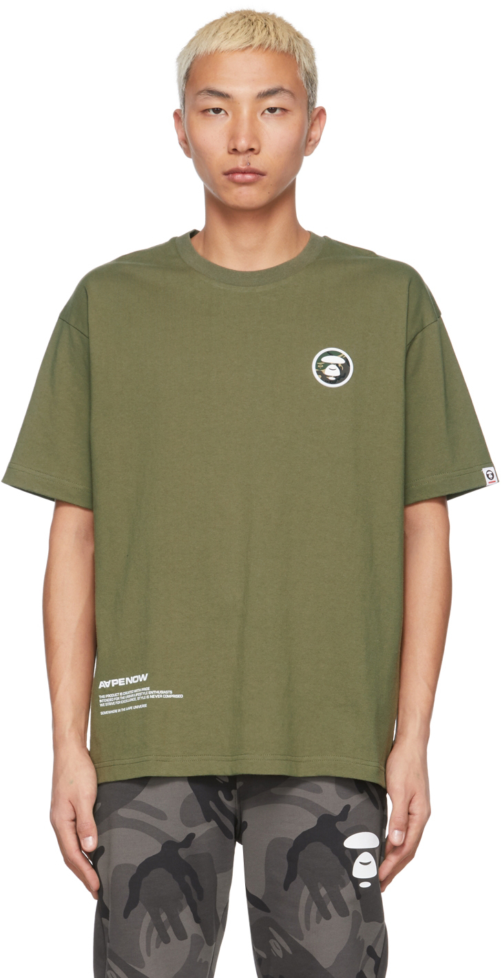 Khaki Camo Logo T-Shirt by AAPE by A 