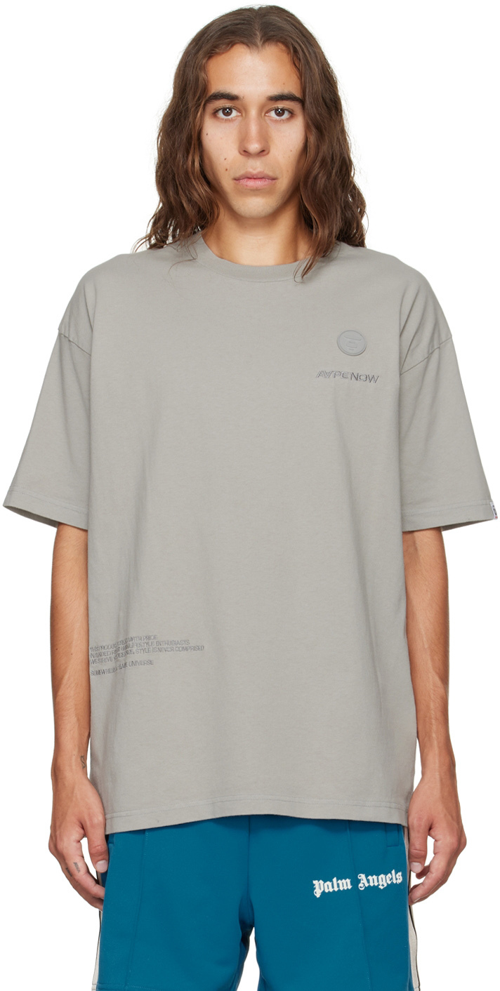 AAPE by A Bathing Ape Gray Embroidered T-Shirt