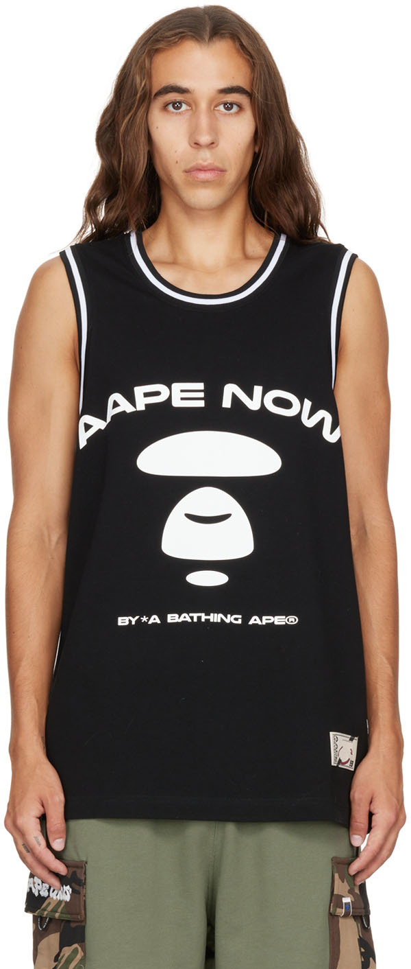 AAPE by A Bathing Ape Black Paneled Tank Top
