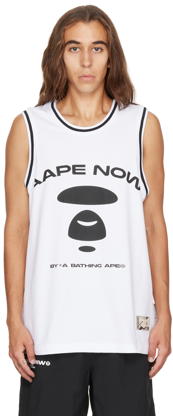 AAPE by A Bathing Ape White Paneled Tank Top