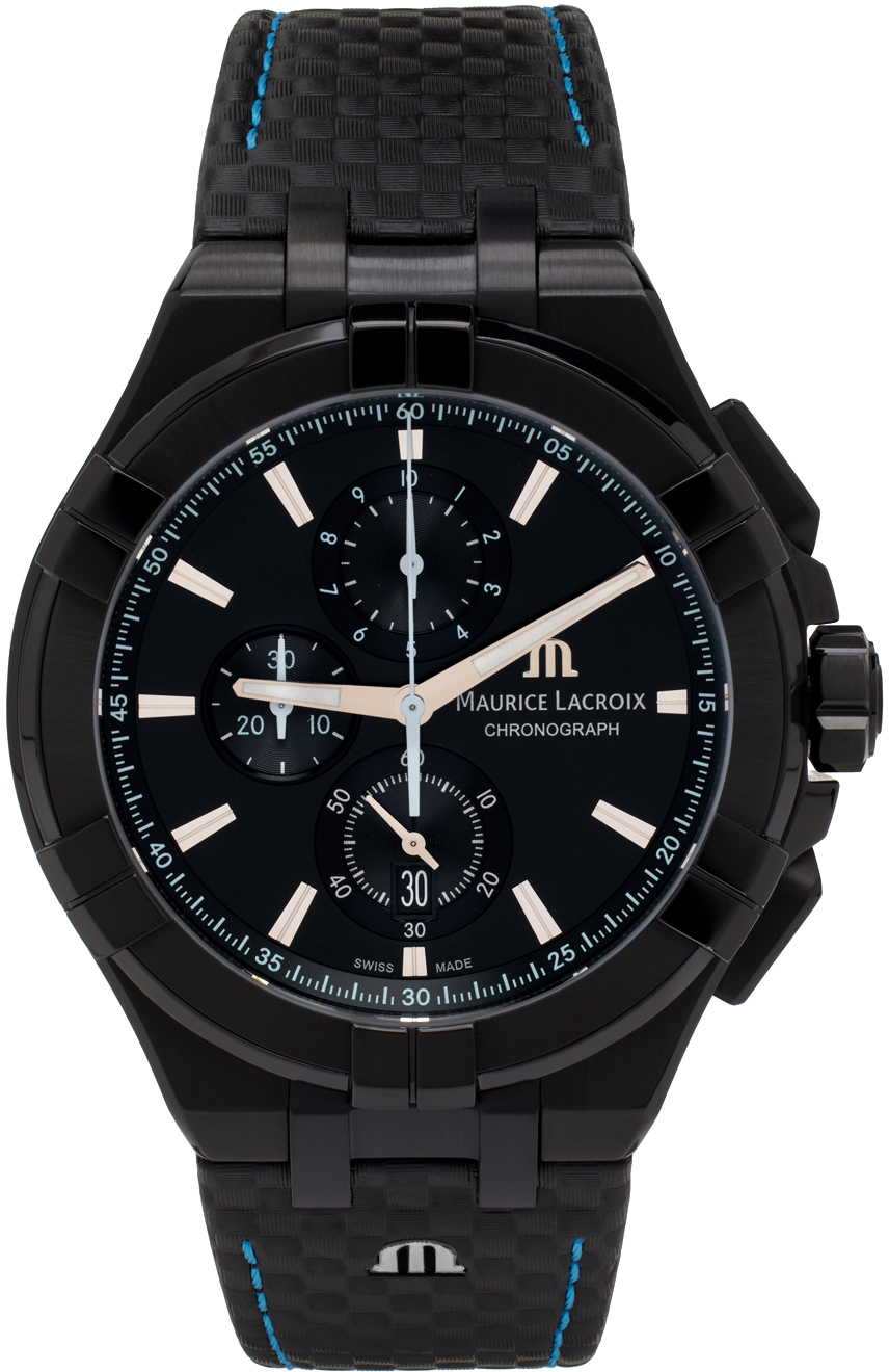 Maurice Lacroix: Black Aikon Quartz Chronograph | SSENSE UK