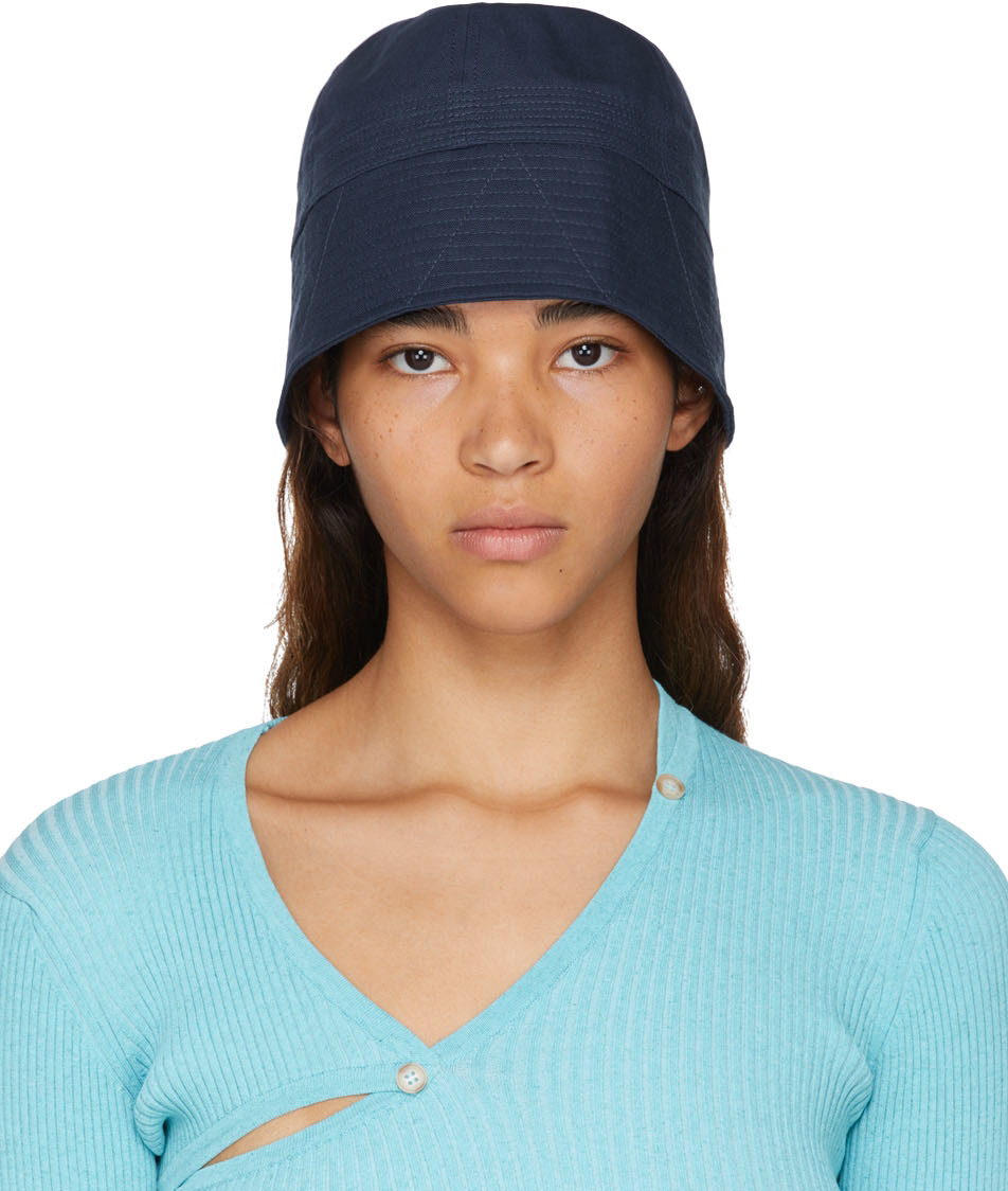 Jacquemus Navy 'le Marino' Bucket Hat In Blue