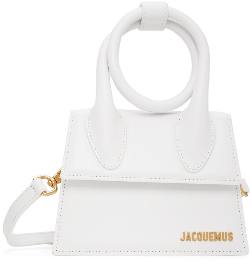 Jacquemus Le Chiquito Moyen Croc Embossed Bag in White