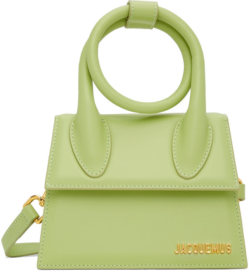 Jacquemus Le Chiquito Noeud Coiled Handbag Green in Leather with Gold-tone  - US