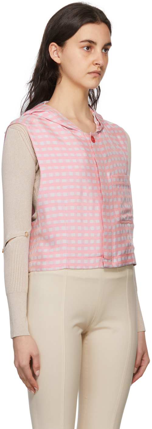 Shop Jacquemus Pink & Grey 'le Gilet Rosa' Vest In 4ah Pink Checks