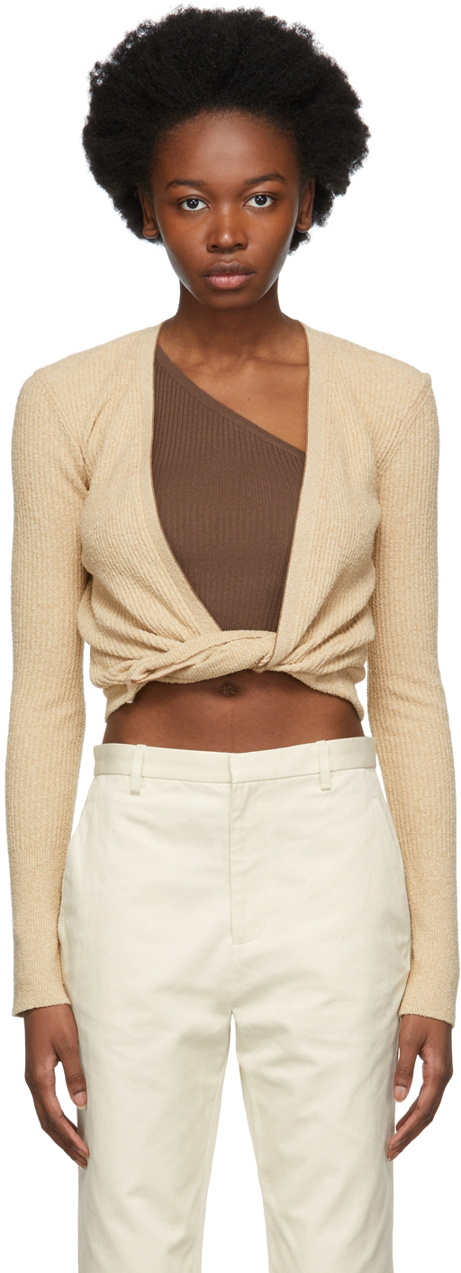 Jacquemus Le Gilet Noué Twisted Cropped Cardigan In Brown | ModeSens