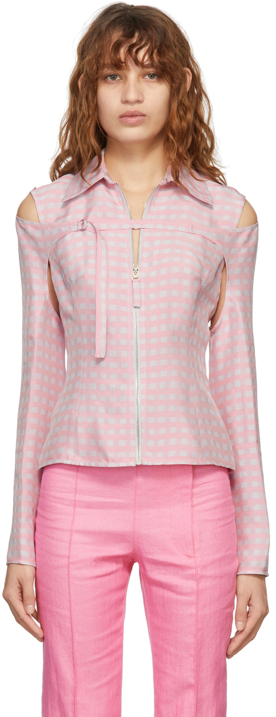 Jacquemus Pink & White Convertible 'La Chemise Morango' Shirt