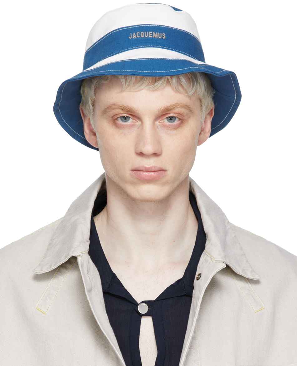 Ssense Uomo Accessori Cappelli e copricapo Cappelli Cappello Bucket Blue & White Le Bob Rayures Bucket Hat 