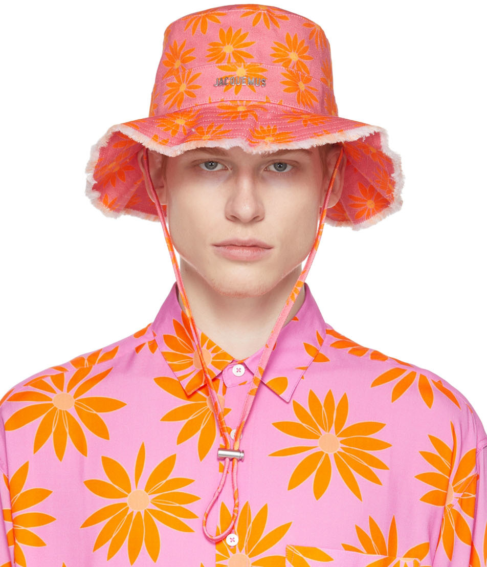 Ssense Uomo Accessori Cappelli e copricapo Cappelli Cappello Bucket Pink & Orange Le Bob Artichaut Bucket Hat 