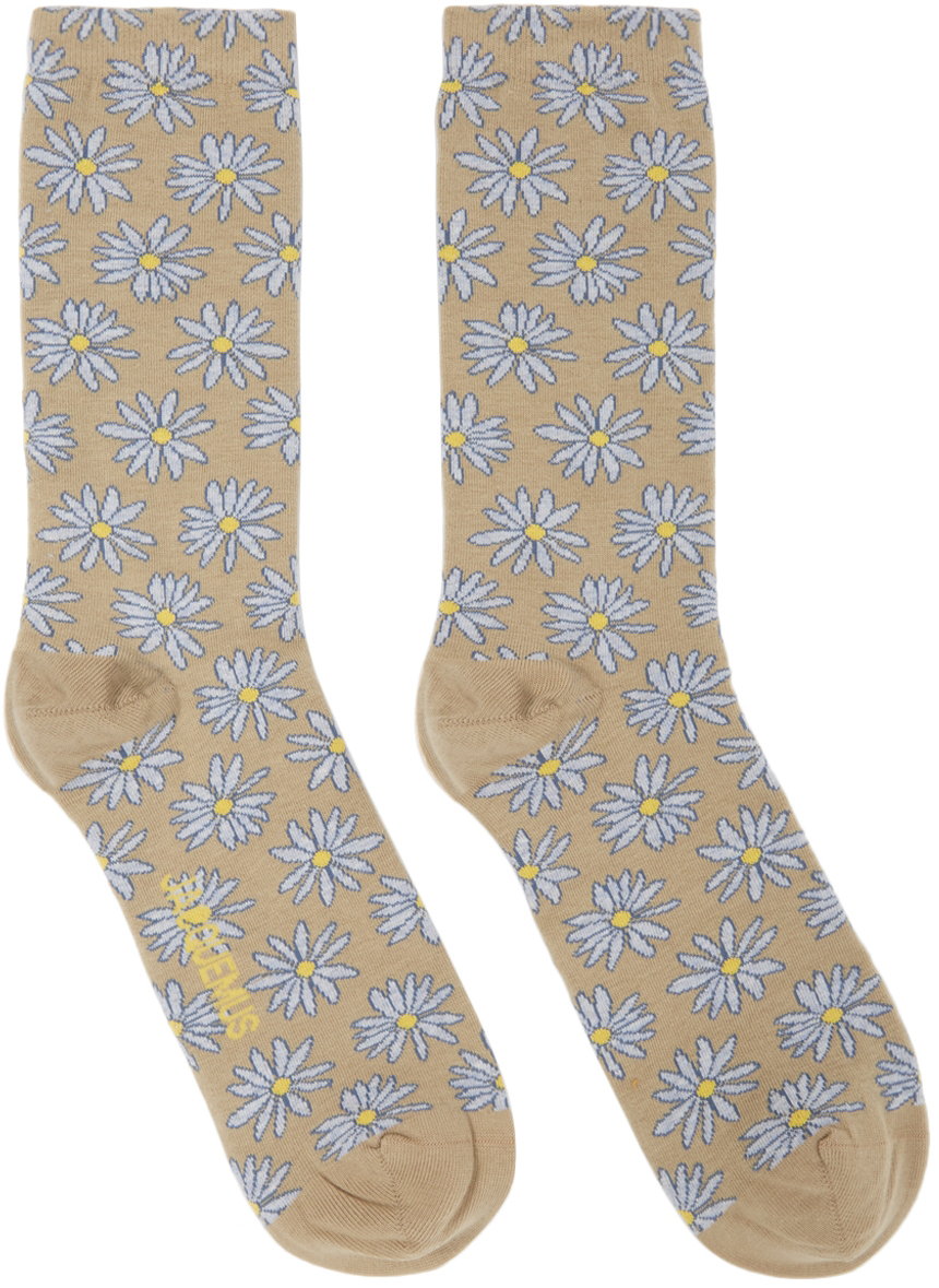 Jacquemus Taupe 'Les Chaussettes Fleurs' Socks