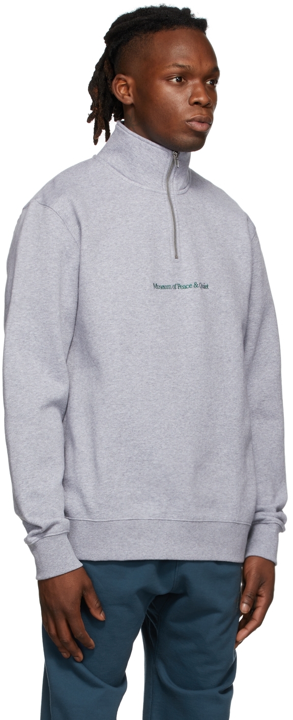 Museum of Peace & Quiet Grey MoPQ Half-Zip Sweatshirt | Smart Closet