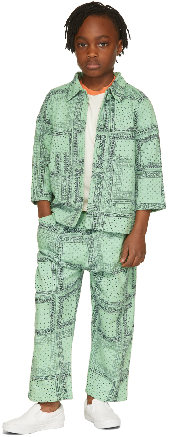 Kids Green Bandana Playhouse Jacket by Misha & Puff on Sale