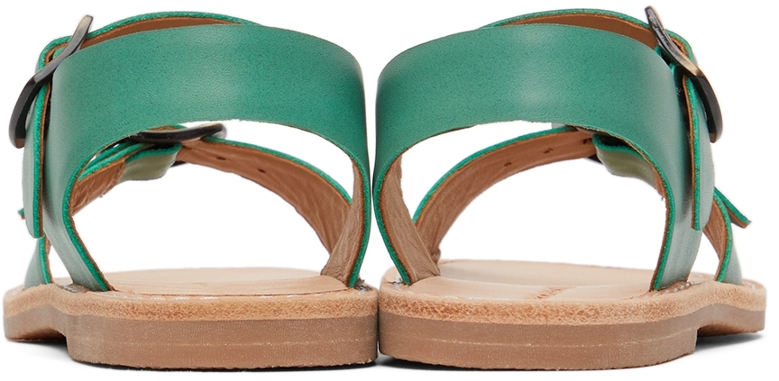 Misha And Puff Kids Green Double Buckle Sandals In 322 Peapod