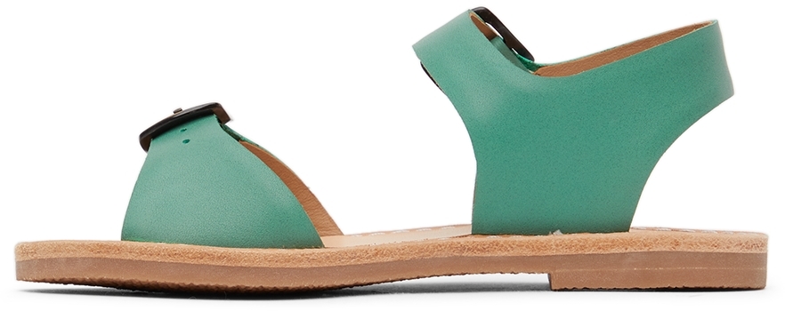 Misha And Puff Kids Green Double Buckle Sandals In 322 Peapod