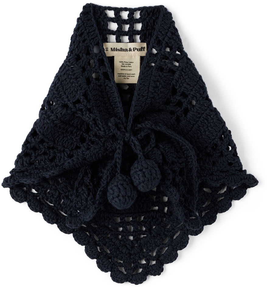 Kids Navy Crochet Collar by Misha & Puff | SSENSE