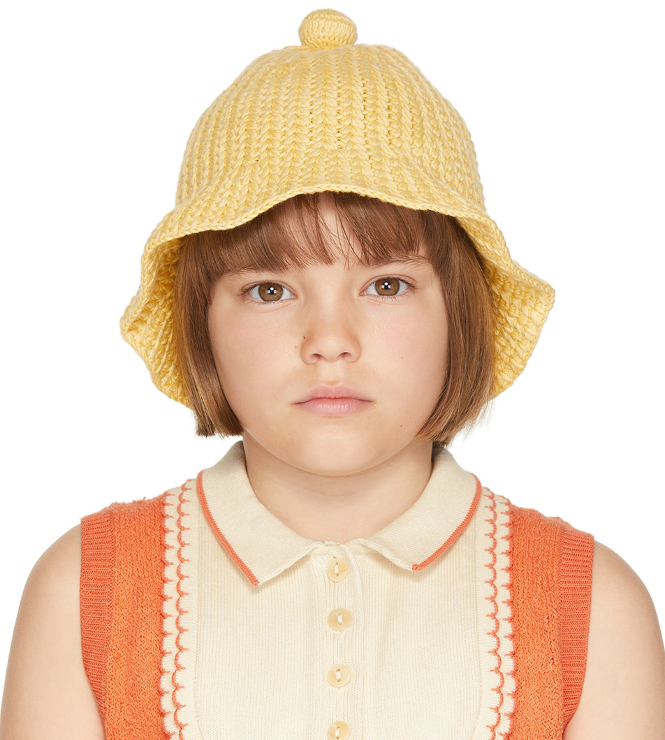 Kids Yellow Crochet Beach Hat