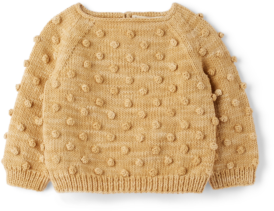 Baby Beige Knit Popcorn Sweater by Misha & Puff | SSENSE