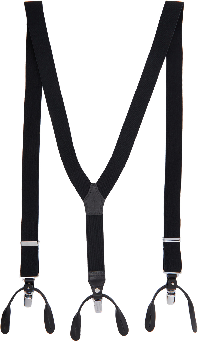 Yohji Yamamoto Black X Suspender In Black/ivory
