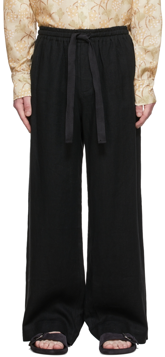 COMMAS: Black Linen Trousers | SSENSE