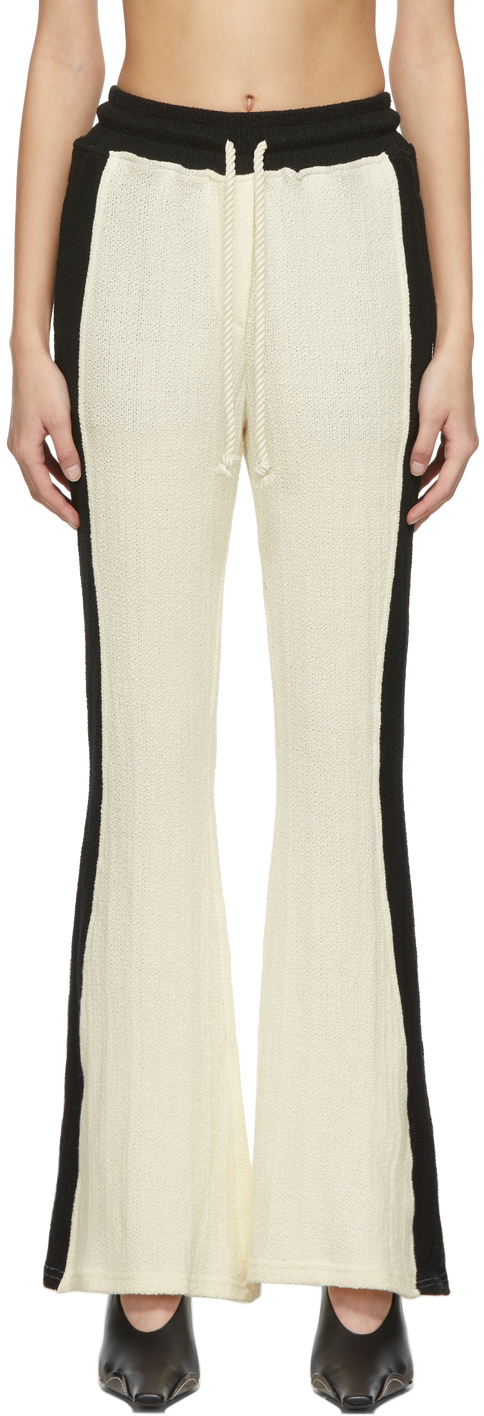 Kijun Black & Off-White Knit Flared Lounge Pants