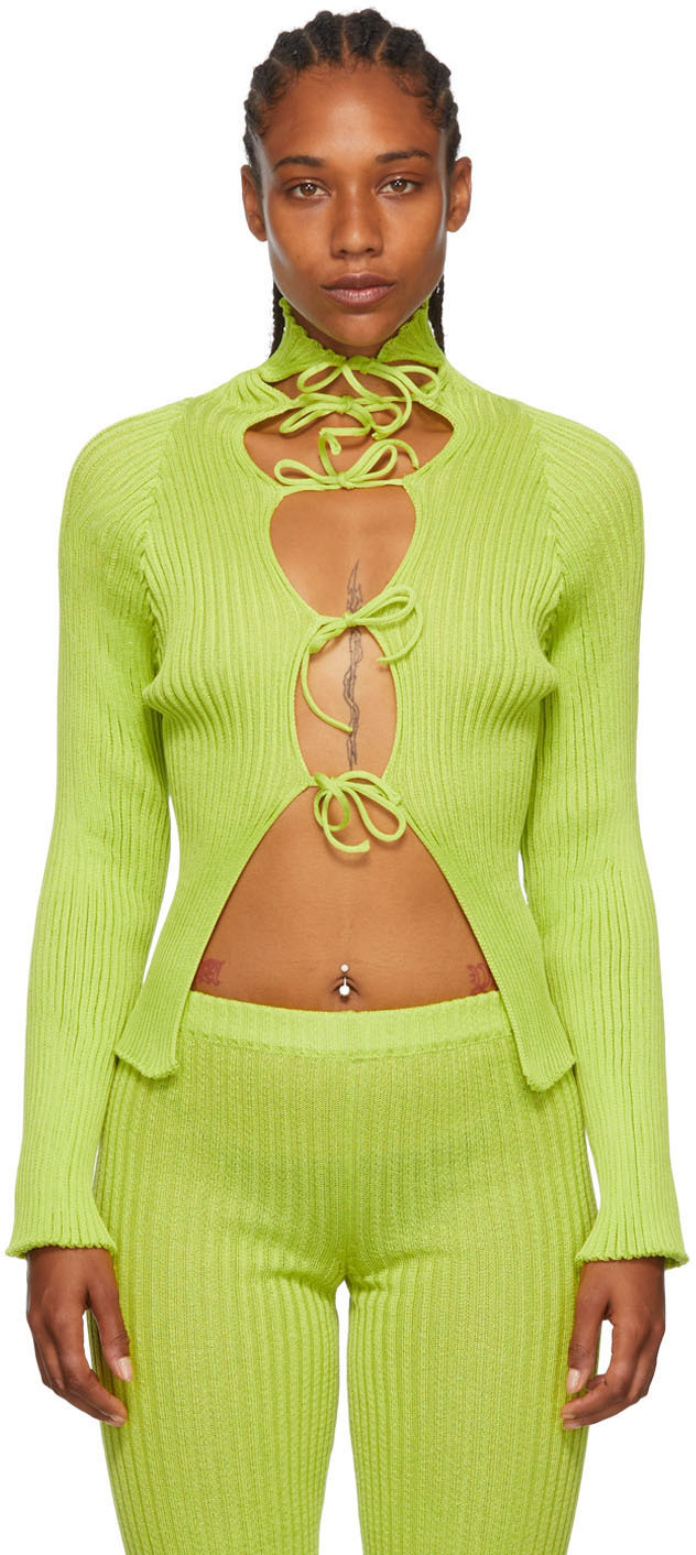 Green Nylon & Cotton Cardigan