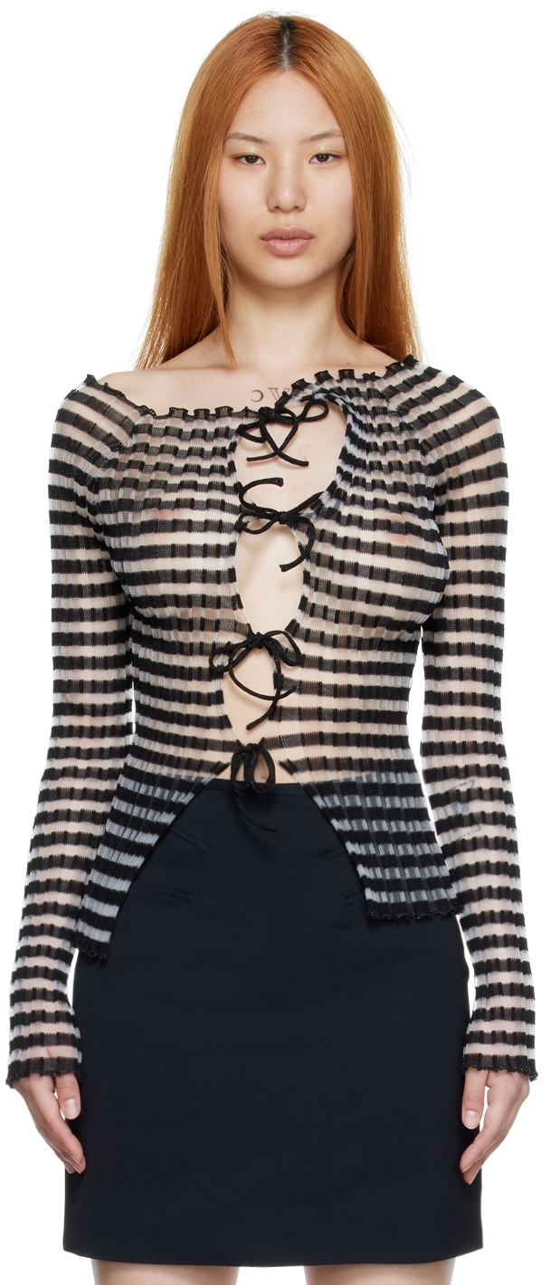 A. ROEGE HOVE Black & White Ivy Cardigan