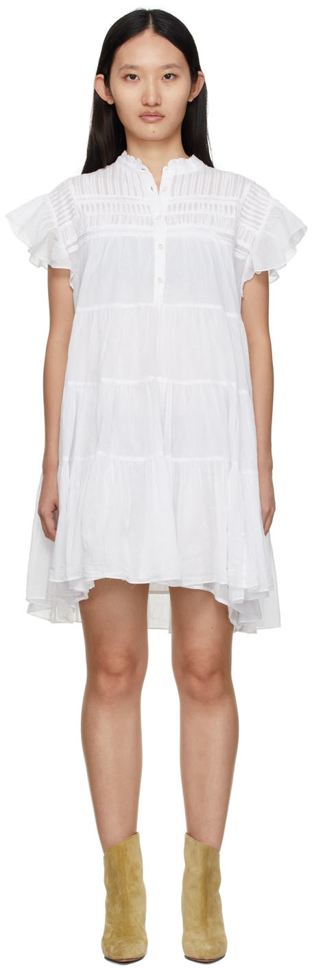 Marant Etoile: White Cotton Lanikaye Dress | SSENSE