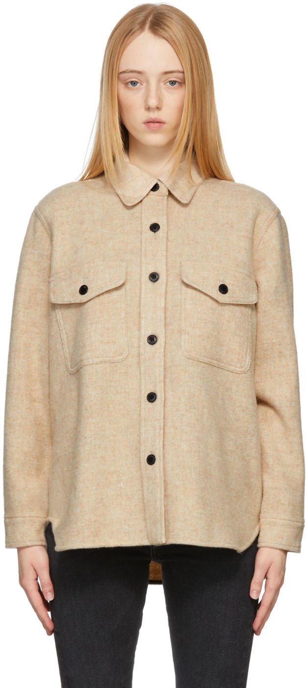 skjorte Dykker tryllekunstner Beige Wool Faxon Jacket by Isabel Marant Etoile on Sale