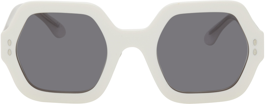 Isabel Marant White Ely Sunglasses In 0szj Ivory