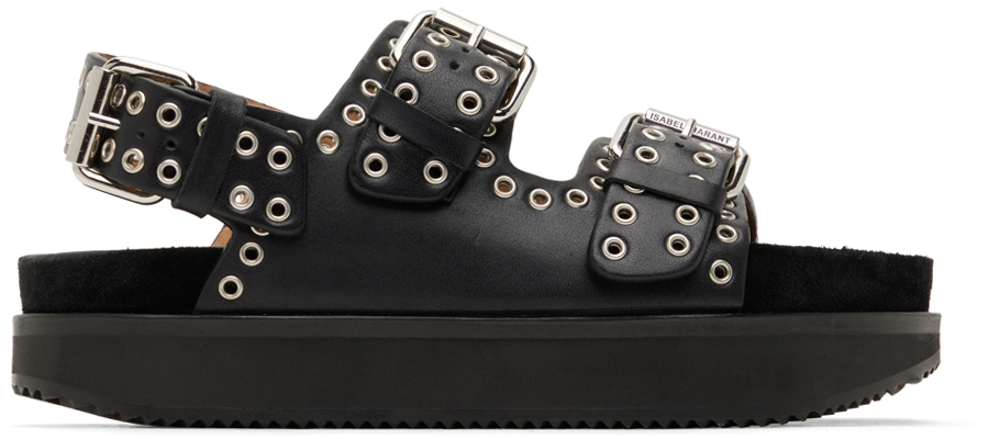 Black Leather Ophie Sandals