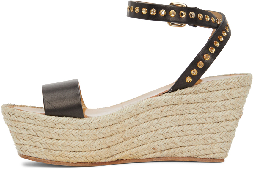 Isabel Marant Messer Leather Wedge Sandal In 01bk Black