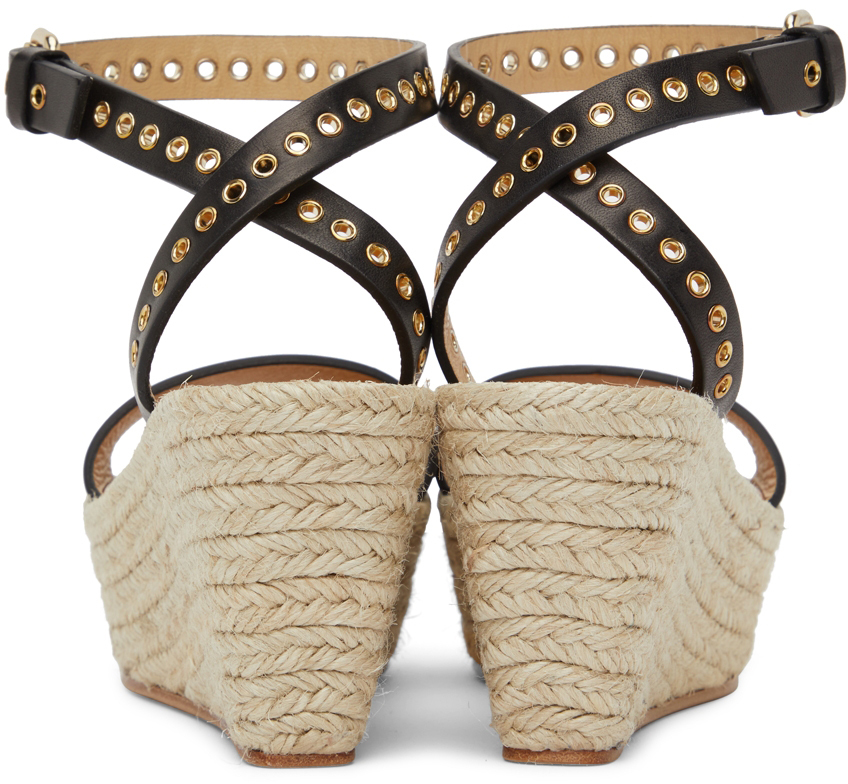 Isabel Marant Messer Leather Wedge Sandal In 01bk Black