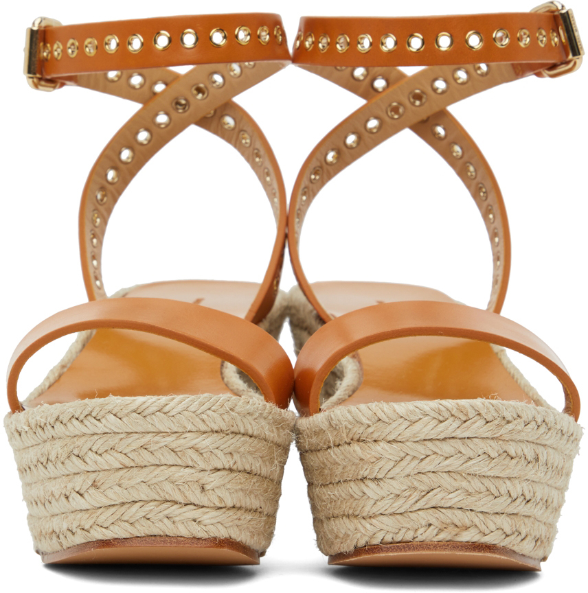 ISABEL MARANT TAN MESSER WEDGE SANDALS