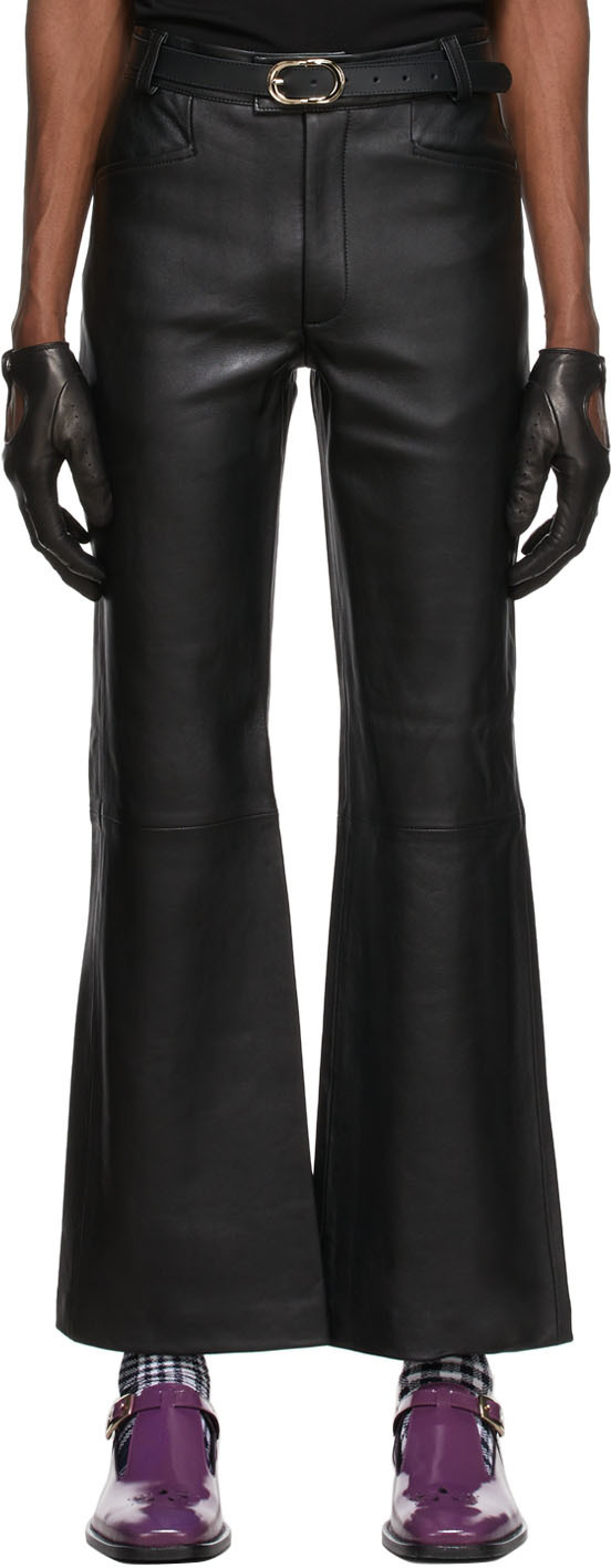 leather flare pants men