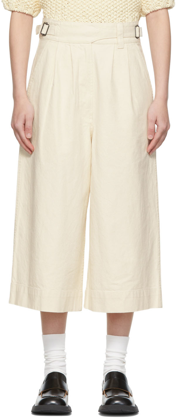 Margaret Howell: Off-White Cotton Trousers | SSENSE