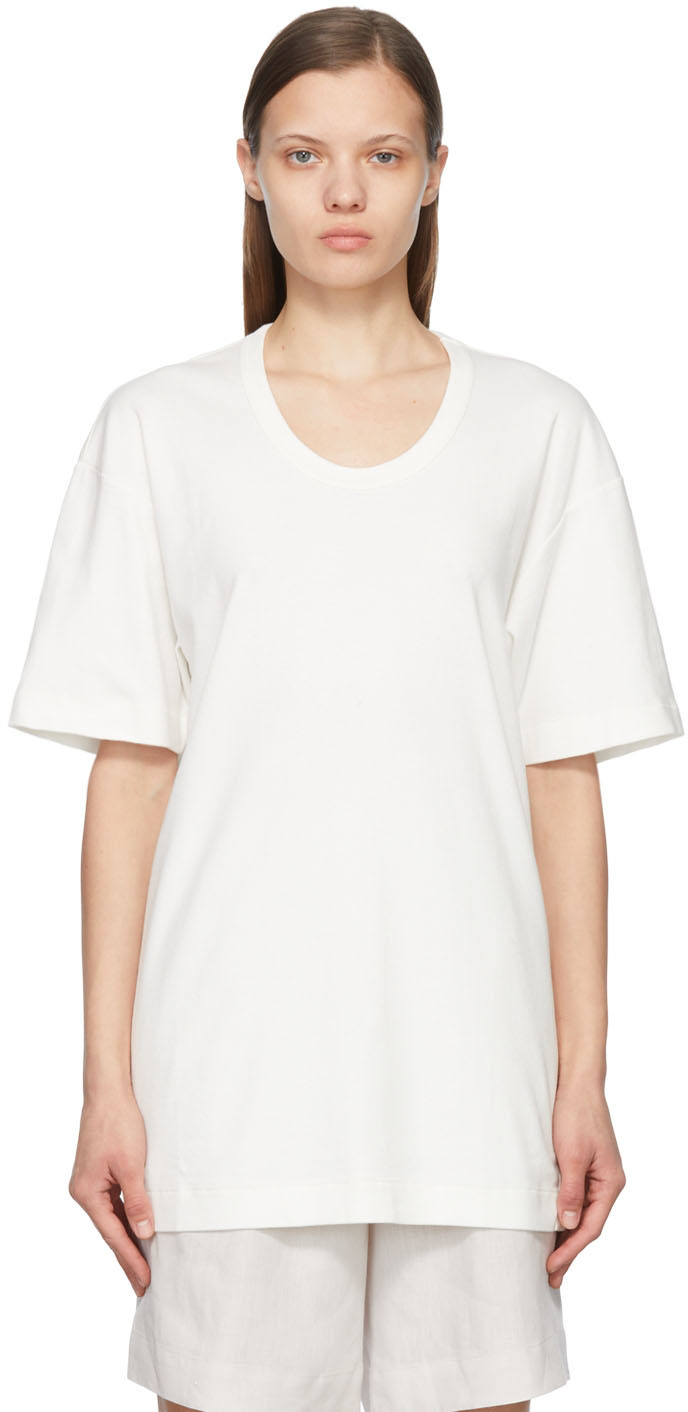 White Organic Cotton T-Shirt by Margaret Howell on Sale