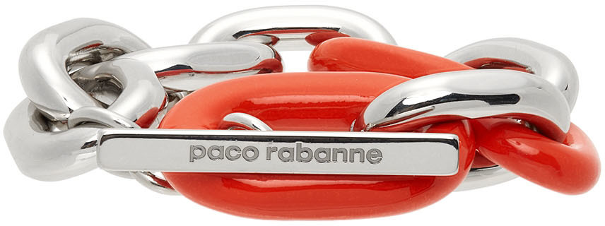 Paco Rabanne Silver & Orange Kimura Edition XL Link Bracelet