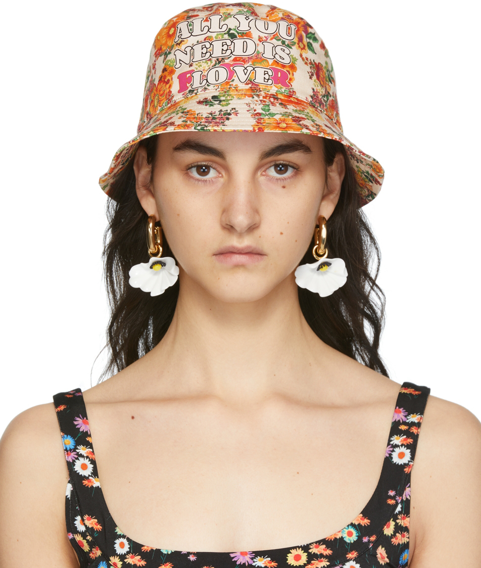 SSENSE Exclusive Black Daisy Bucket Hat