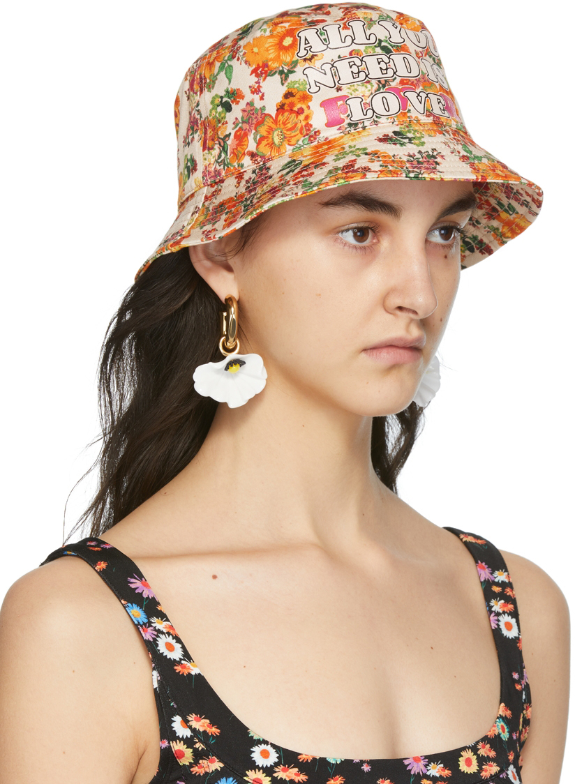 Rabanne Ssense Exclusive Multicolor Nacre Jersey Bob Bucket Hat In V128 Beige Mecanic