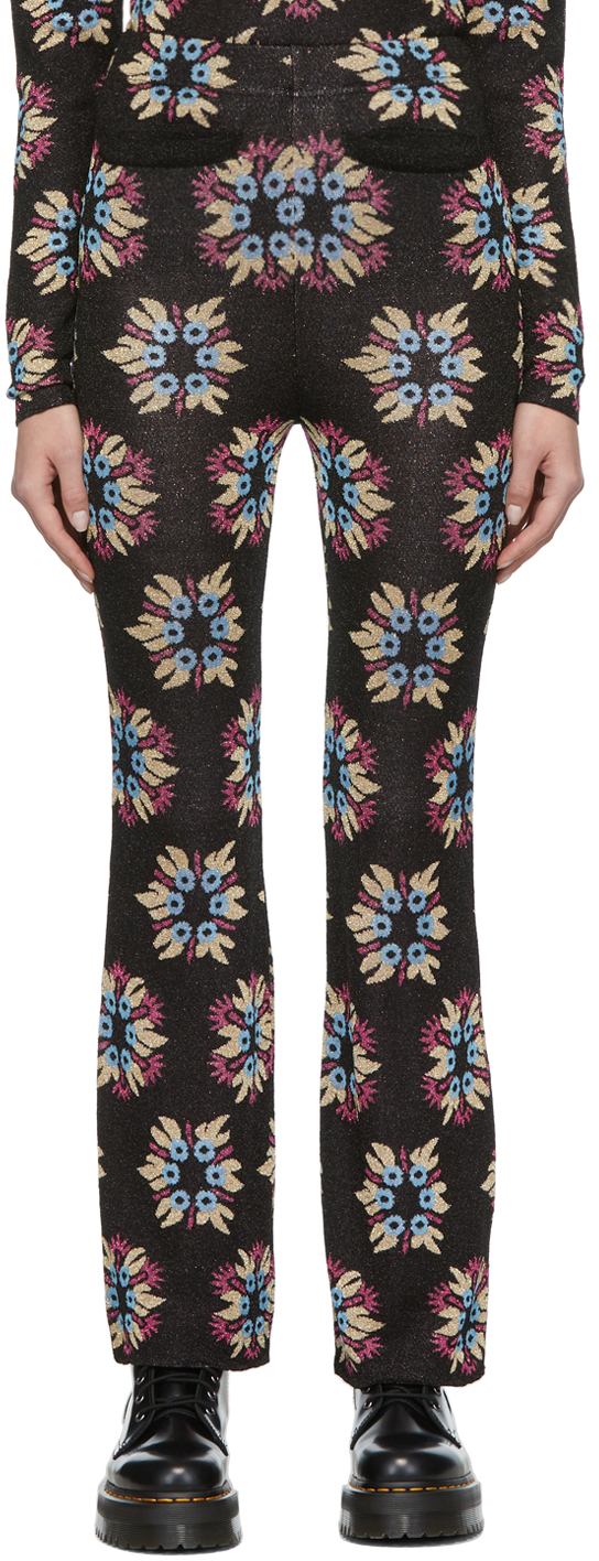 SSENSE Exclusive Black & Multicolor Jacquard Knit Capsule Flare Trousers