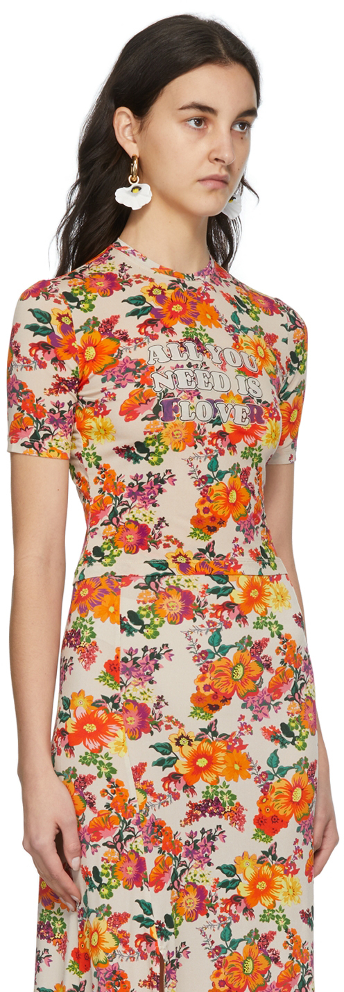 Shop Rabanne Ssense Exclusive Beige & Multicolor Capsule Printed Nacre Crop T-shirt In V128 Beige Mecanic