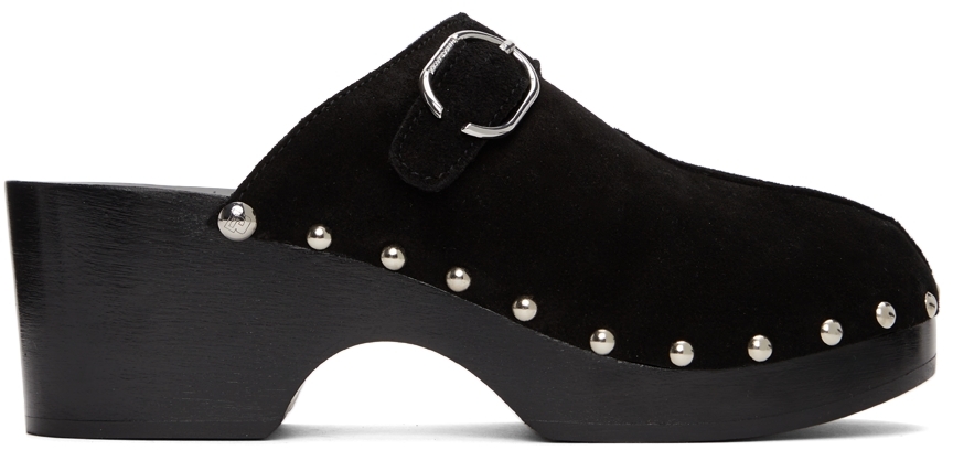 black suede clogs