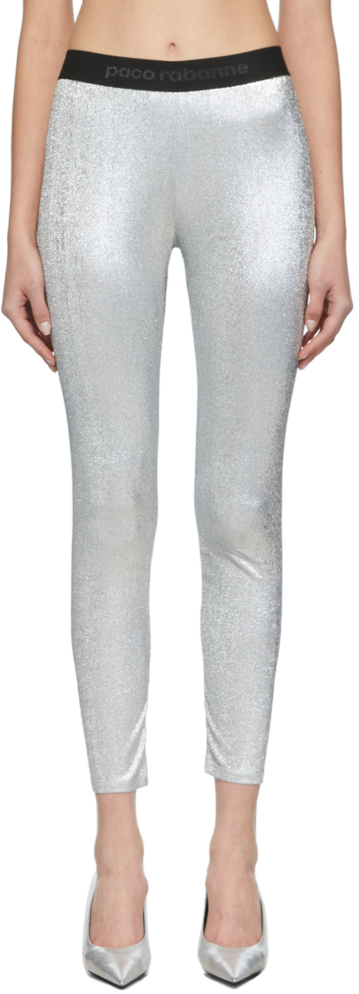 Silver Lurex Jersey Bodyline Sport Leggings